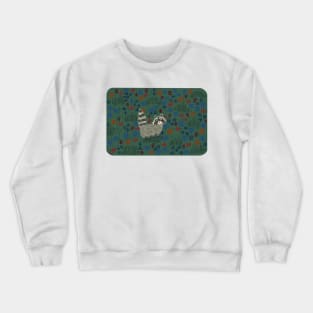 Raccoon in Field of Flowers - Night version Crewneck Sweatshirt